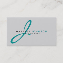 Modern & Simple teal blue Monogram Professional Business Card