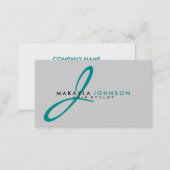 Modern & Simple teal blue Monogram Professional Business Card (Front/Back)