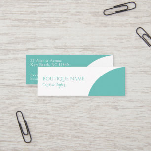 Modern Simple Teal Light Color Block Boutique Mini Business Card