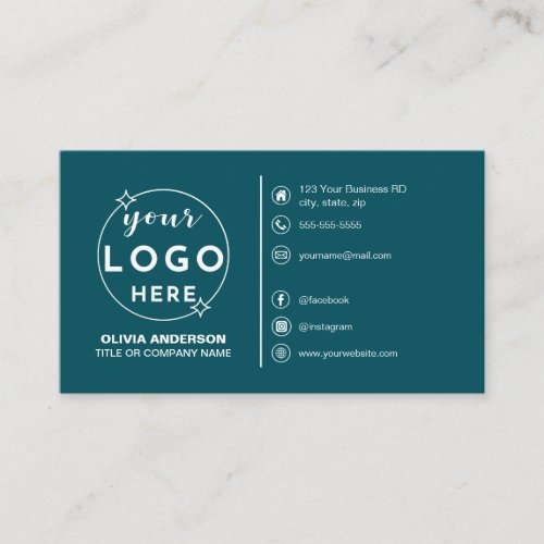 Modern Simple Teal Logo Custom Icons Social Media Business Card