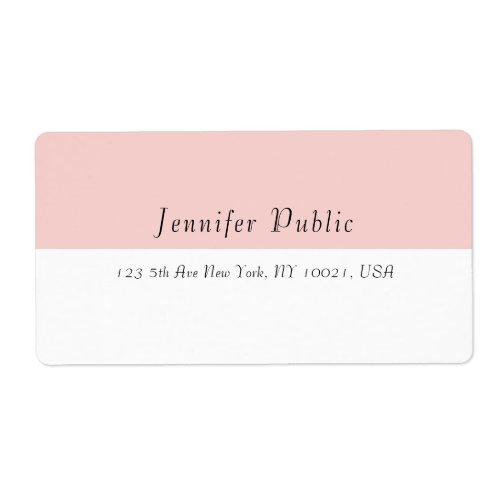 Modern Simple Template Blush Pink White Elegant Label