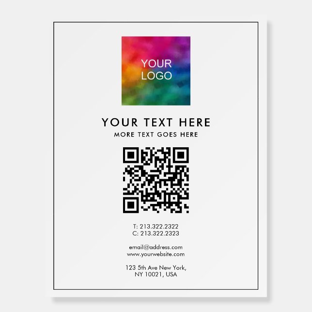 Modern Simple Template Custom Text Logo QR  Code Foam Board (Front)