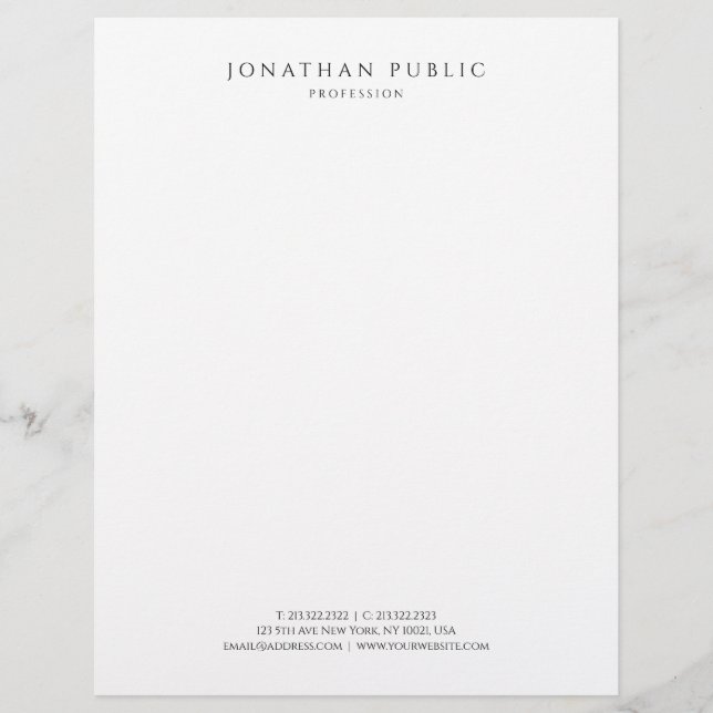 Modern Simple Template Elegant Black And White Letterhead (Front)