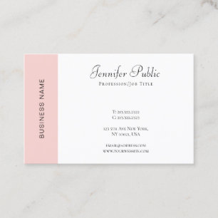Modern Simple Template Elegant Blush Pink White Business Card