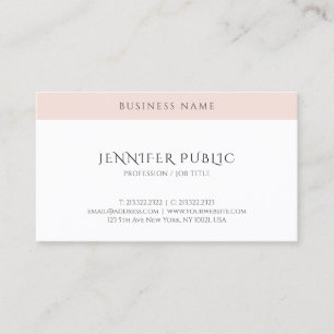Modern Simple Template Elegant Blush Pink White Business Card