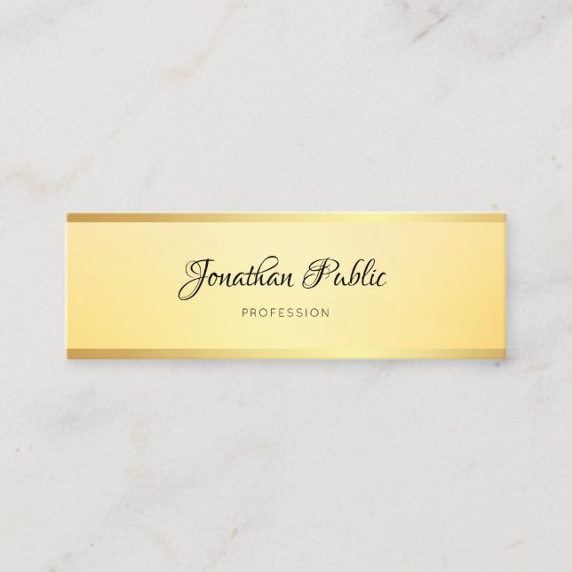 Modern Simple Template Elegant Glamorous Faux Gold Mini Business Card (Front)