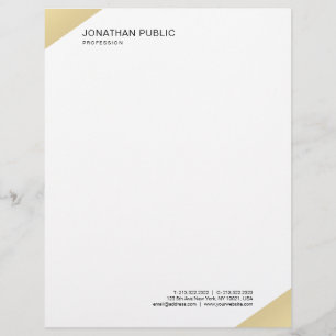 Modern Simple Template Elegant Gold And White Letterhead