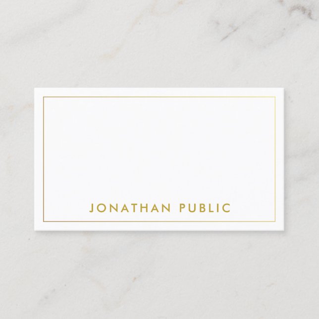 Modern Simple Template Elegant Gold Name Text Business Card (Front)