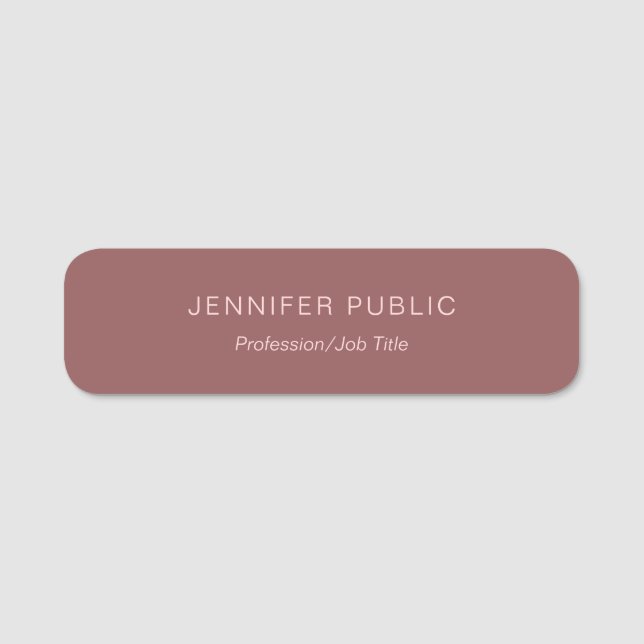 Modern Simple Template Elegant Rose Gold Name Tag (Front)