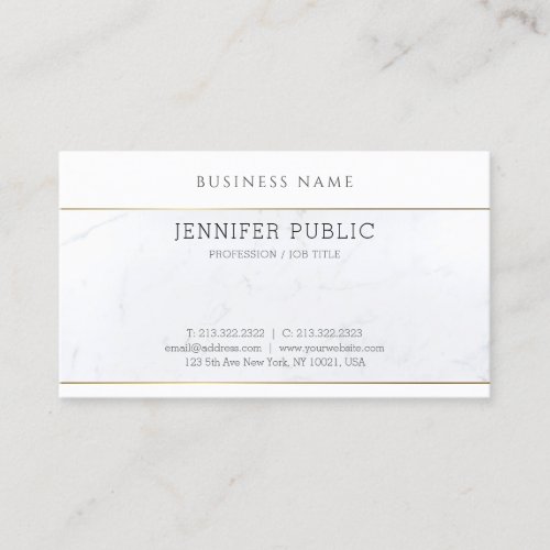 Modern Simple Template Elegant White Marble Trendy Business Card