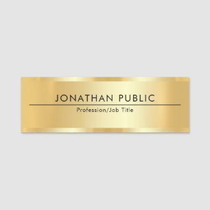 Modern Simple Template Faux Gold Metallic Look Name Tag