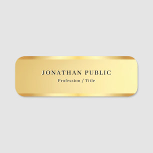 Modern Simple Template Glamour Gold Business Name Tag