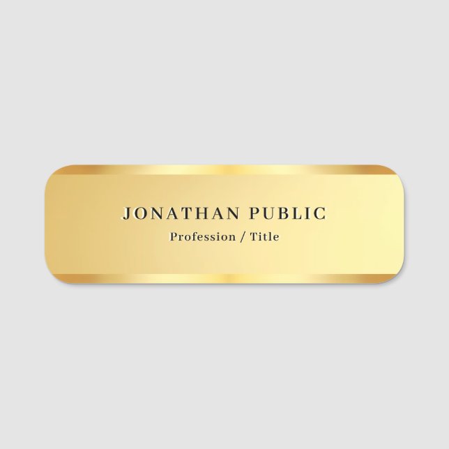 Modern Simple Template Glamour Gold Business Name Tag (Front)