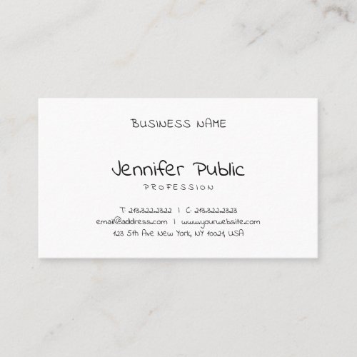 Modern Simple Template Hand Script Cute Elegant Business Card