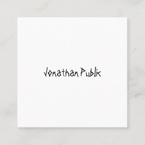 Modern Simple Template Hand Script Professional Square Business Card