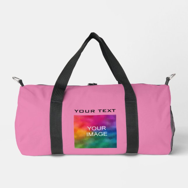 Modern Simple Template Image Photo Pink Small Duffle Bag (Front)