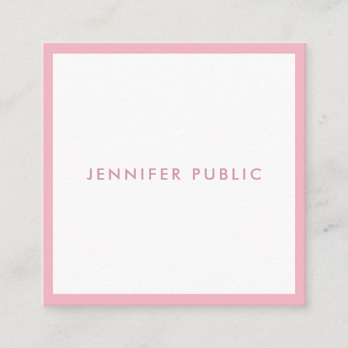 Modern Simple Template Pale Pink Professional Chic Square Business Card