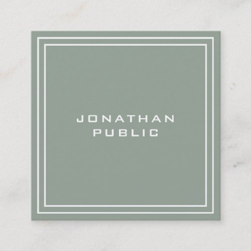 Modern Simple Template Professional Elegant Green Square Business Card