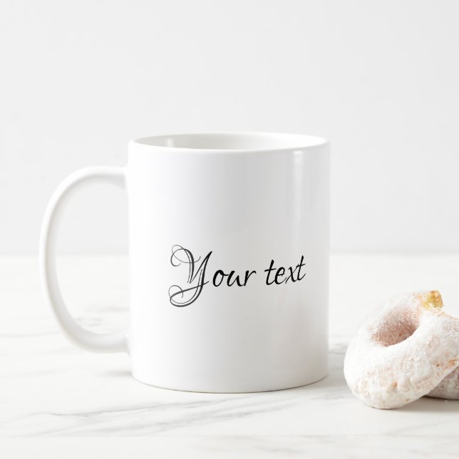 Modern Simple Template Text or Names Typography Coffee Mug (With Donut)