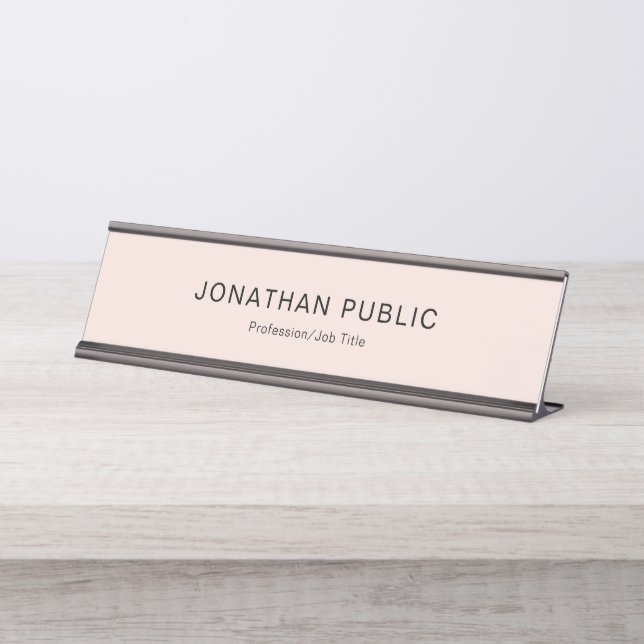 Modern Simple Template Trendy Design Elegant Desk Name Plate (Front)