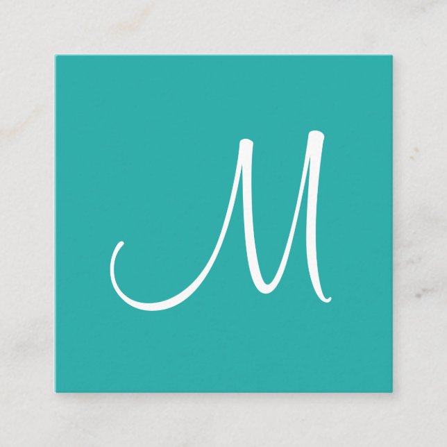 Modern Simple Template Trendy Teal Elegant Square Business Card (Front)