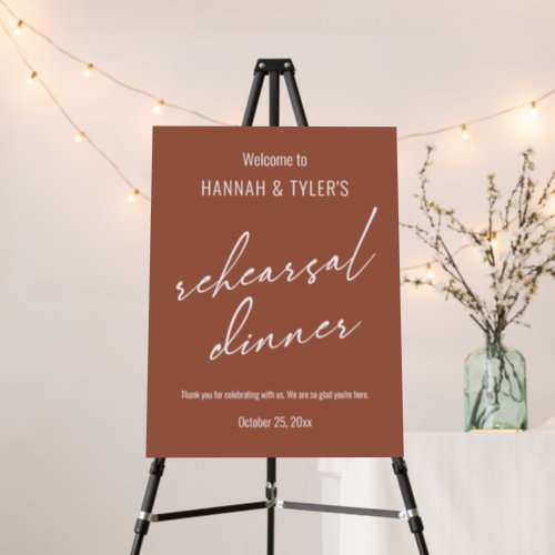 Modern Simple Terracotta Rehearsal Dinner Welcome Foam Board