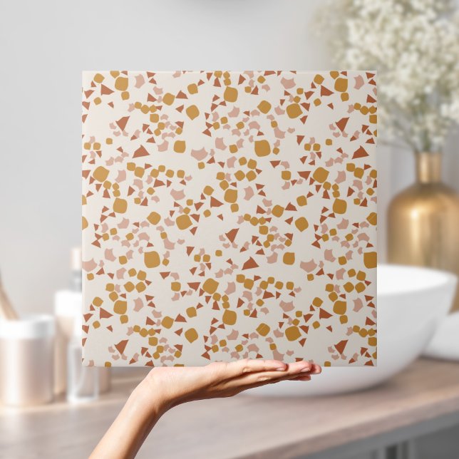 Modern Simple Terrazzo Cream Blush Pink Gold Tile (Modern Simple Terrazzo Cream Blush Pink Gold Tile)