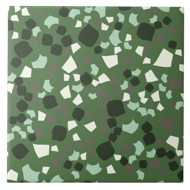 Modern Simple Terrazzo Green Ceramic Tile (Front)