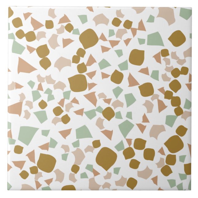 Modern Simple Terrazzo White Gold Ceramic Tile (Front)
