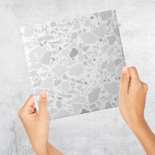 Modern Simple Terrazzo White Gray Tile