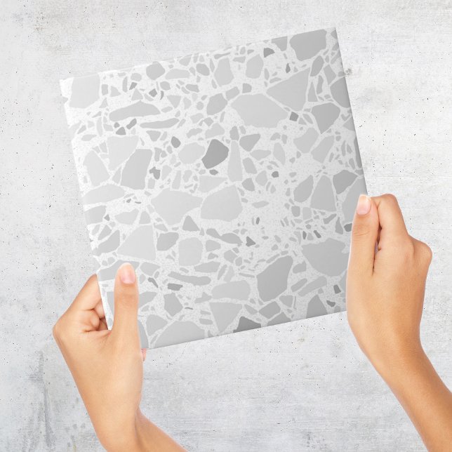 Modern Simple Terrazzo White Gray Tile (Modern White Terrazzo Tile)