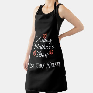 modern simple text happy mother's day peach floral apron