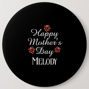 modern simple text happy mother's day peach floral button