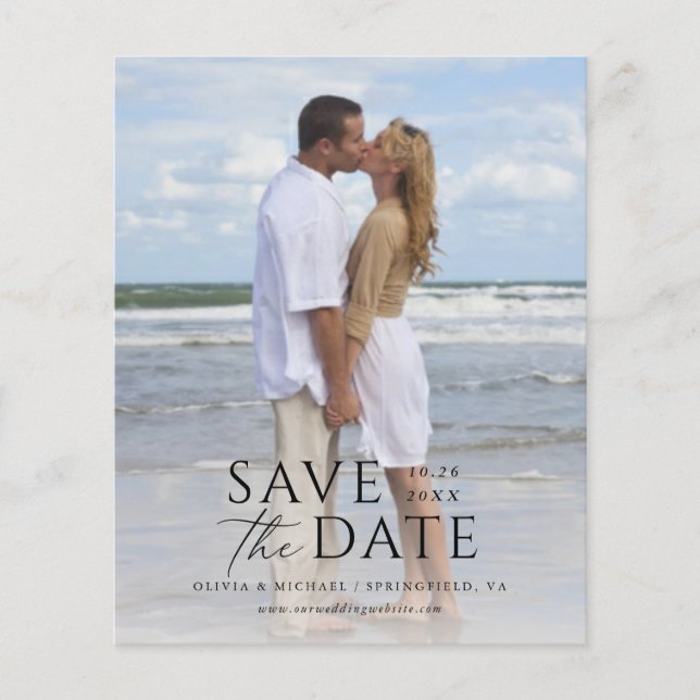 Modern Simple Text Overlay Budget Save the Date (Front)
