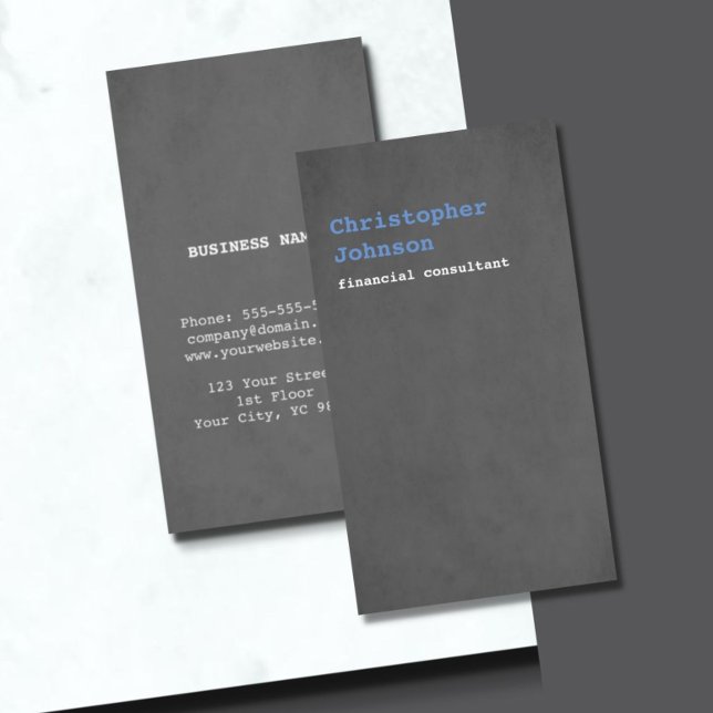 Modern Simple Texture Gray Blue Consultant Business Card (Creator Uploaded)