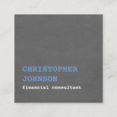 Modern Simple Texture Grey Blue Consultant Square Business Card (Front)
