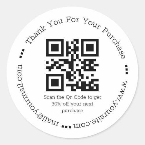 modern  simple  thank you business qr code  classic round sticker
