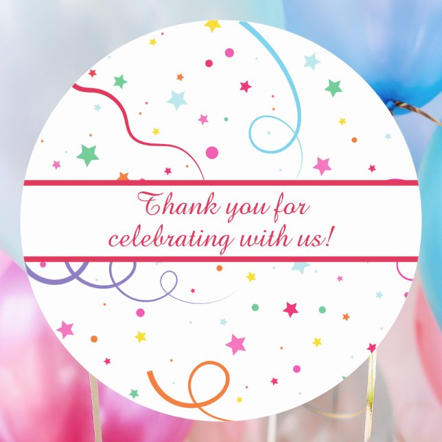 Modern Simple Thank You Celebration Custom Message Classic Round Sticker (Creator Uploaded)