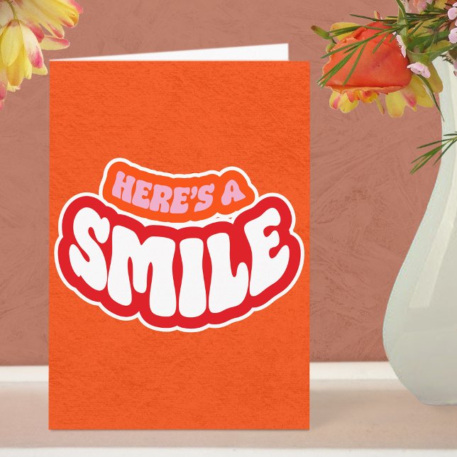 Modern Simple Thank You Text Folded Greeting Card (Smile Thank You Card - Pink)