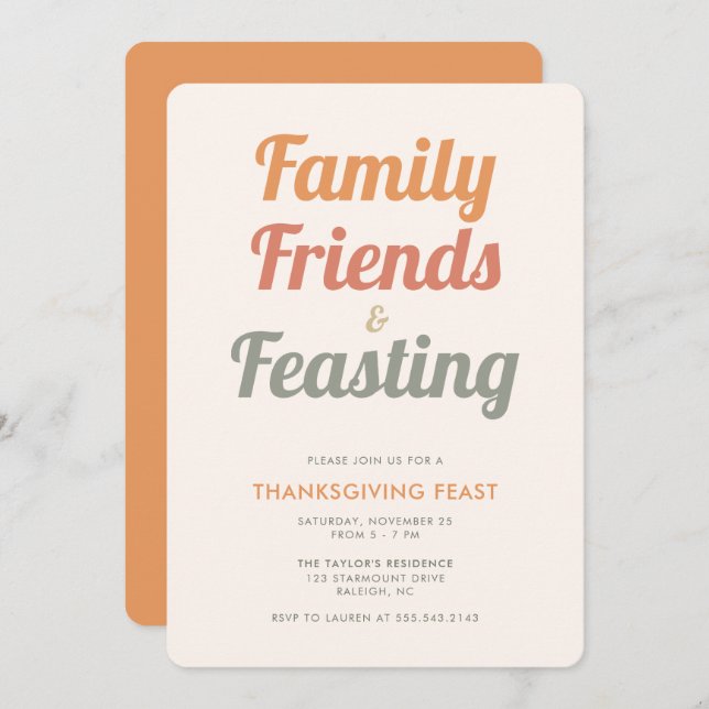 Modern Simple Thanksgiving Feast Dinner Invitation (Front/Back)