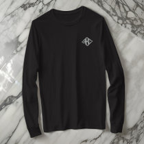 Modern Simple Three Letter Monogram Typography  Embroidered Long Sleeve T-Shirt