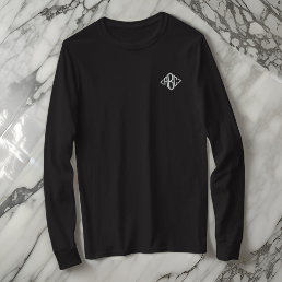Modern Simple Three Letter Monogram Typography  Embroidered Long Sleeve T-Shirt