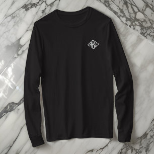 Modern Simple Three Letter Monogram Typography  Embroidered Long Sleeve T-Shirt