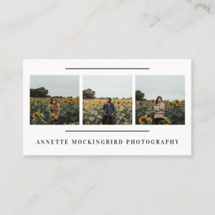 Modern Simple Three Photos Portrait Photography  Business Card