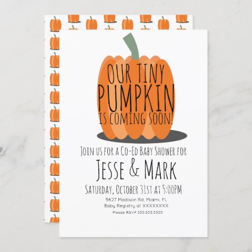 Modern Simple Tiny Pumpkin Baby Shower Invitation