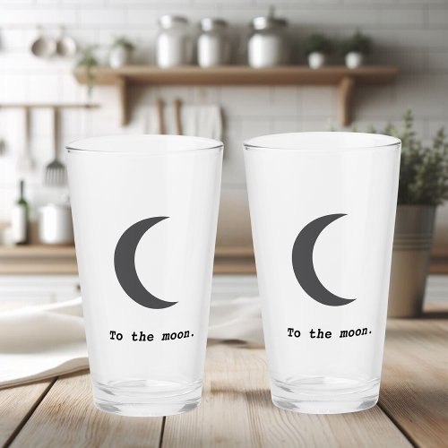 Modern Simple To the Moon Quote Glass