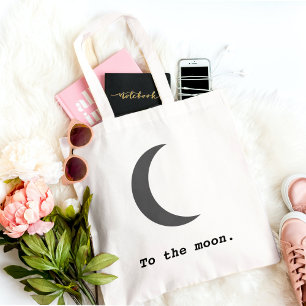 Modern Simple To the Moon Quote Tote Bag