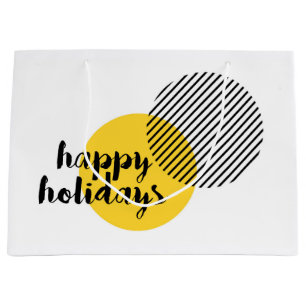 Modern, simple, trendy design of "Happy Holidays" Large Gift Bag