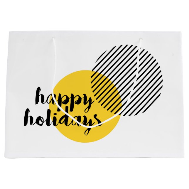 Modern, simple, trendy design of "Happy Holidays" Large Gift Bag (Front)
