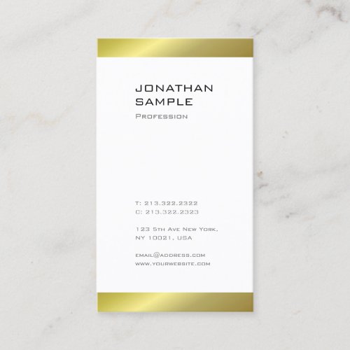Modern Simple Trendy Elegant Gold White Template Business Card